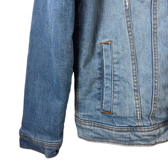 Hollister Epic Flex Jean White Sherpa Lined Jacket Trucker Vintage Style Y2k Fur - Picture 7 of 10